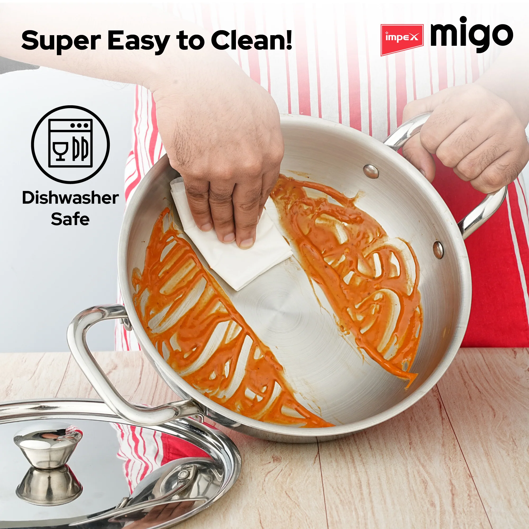 Impex TKFM 426 Migo 4-Piece SS Triply Cookware Set with  Kadai,  Fry Pan,  Milk Pan, and Stainless Steel Lid - Image 7