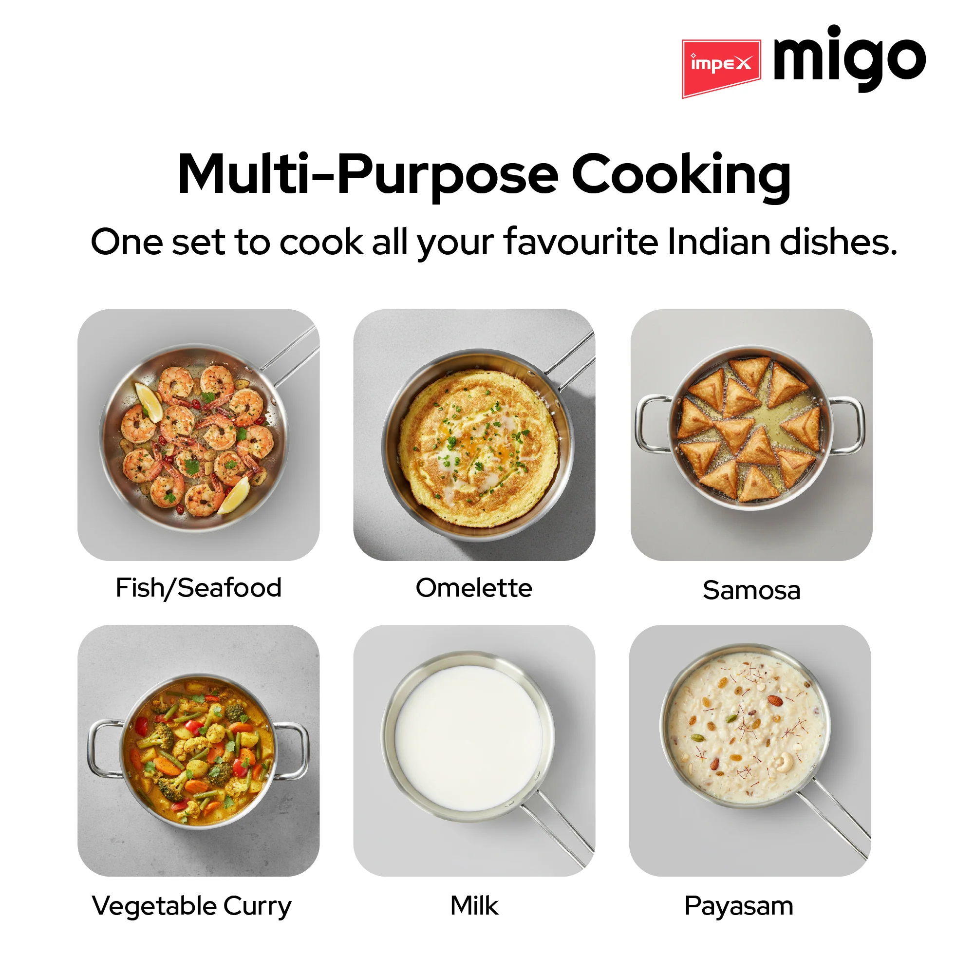 Impex TKFM 426 Migo 4-Piece SS Triply Cookware Set with  Kadai,  Fry Pan,  Milk Pan, and Stainless Steel Lid - Image 8