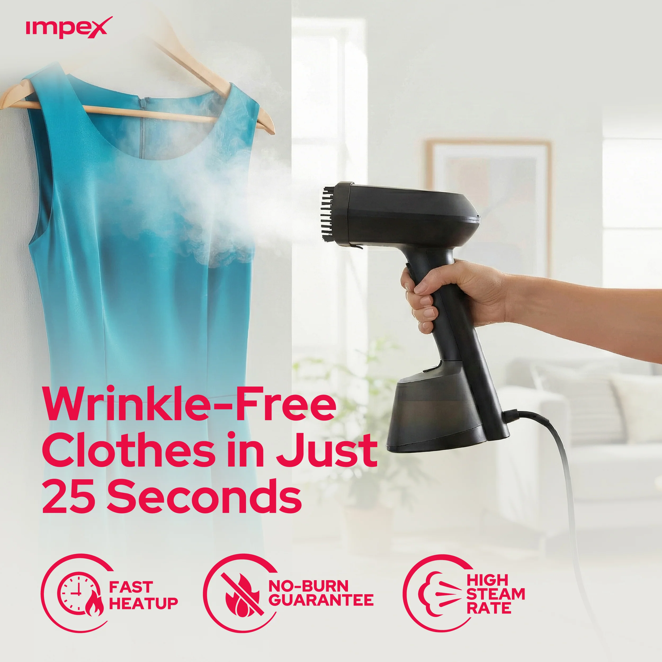 Turbo Steam Lite Garment Steamer | ABS Body | Quick Steam - Image 8