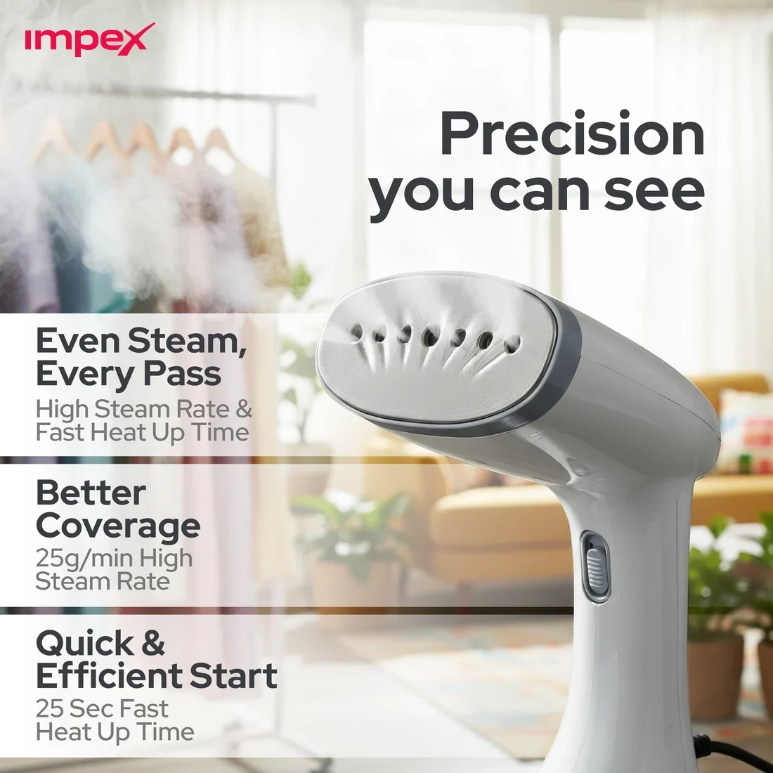 TURBO STEAM PRO 380 ml Garment Steamer with Durable ABS Body and 2-Year Warranty - Image 5
