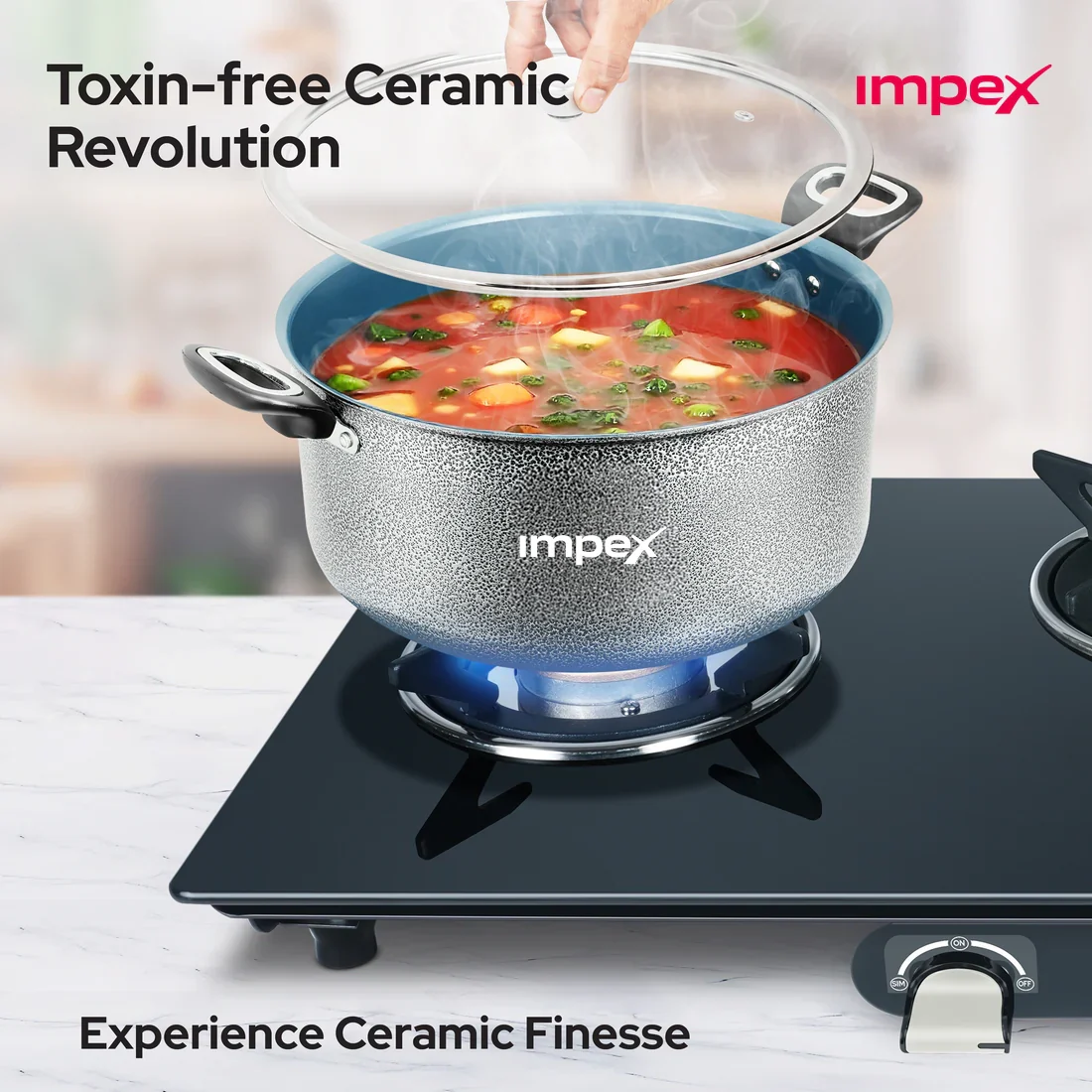 Trucera 8L Ceramic Biriyani Pot With Glass Lid (Grey) | Induction & Non-Stick | 2 Year Warranty - Image 3