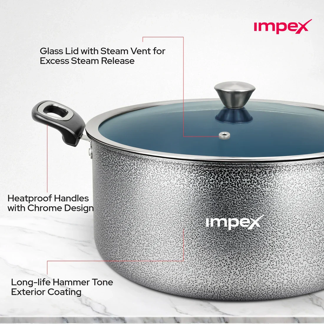 Trucera 8L Ceramic Biriyani Pot With Glass Lid (Grey) | Induction & Non-Stick | 2 Year Warranty - Image 5