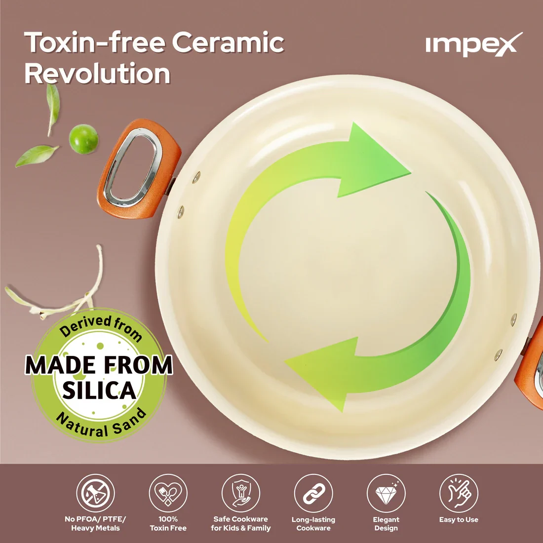 Trucera 8L Ceramic Biriyani Pot With Glass Lid (Beige) | Induction, Non-Stick | 2 Year Warranty - Image 3